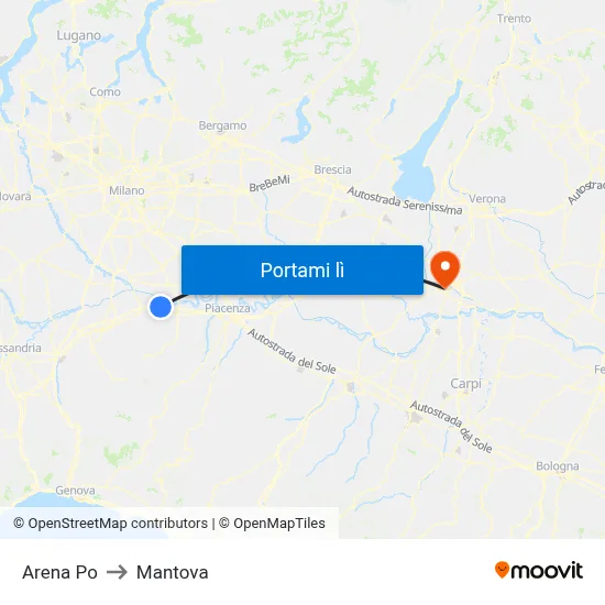 Arena Po to Mantova map