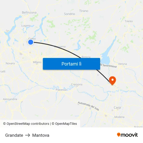 Grandate to Mantova map