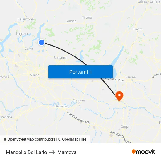 Mandello Del Lario to Mantova map