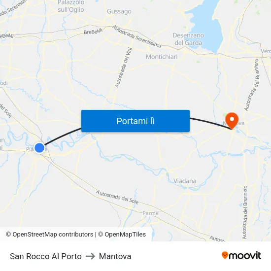 San Rocco Al Porto to Mantova map