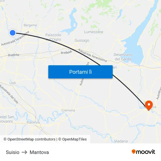Suisio to Mantova map