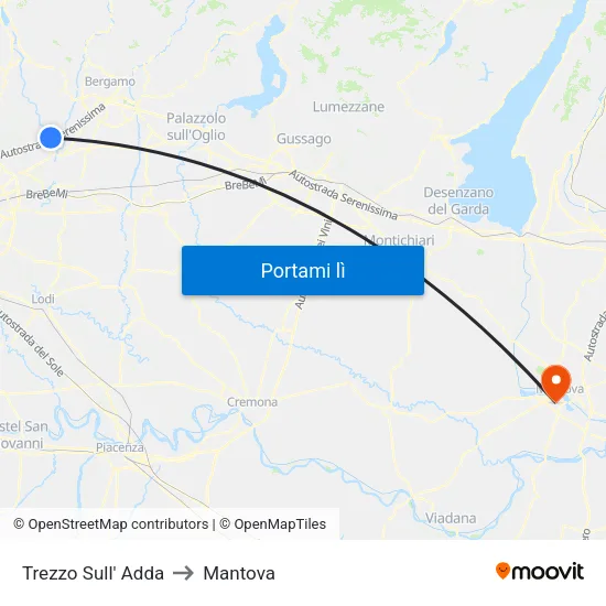 Trezzo Sull' Adda to Mantova map