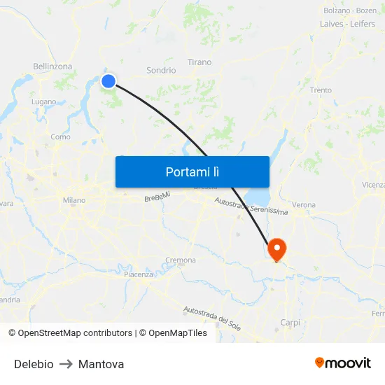 Delebio to Mantova map