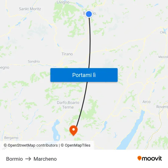 Bormio to Marcheno map