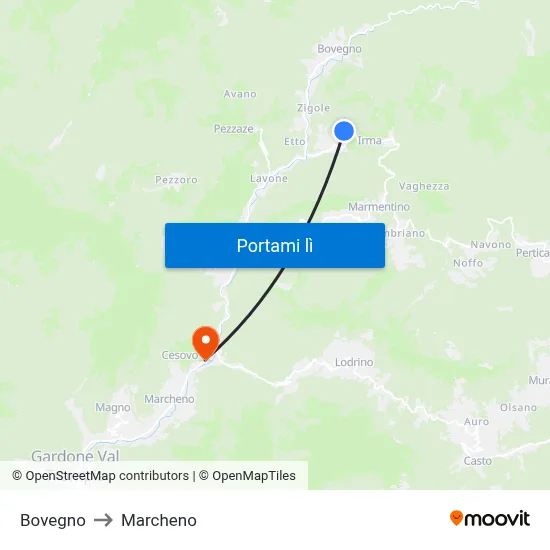 Bovegno to Marcheno map