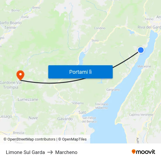 Limone Sul Garda to Marcheno map