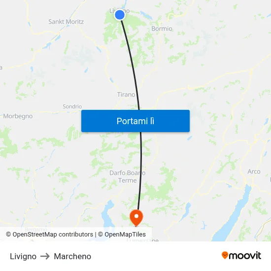 Livigno to Marcheno map