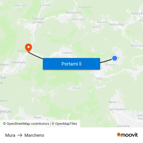 Mura to Marcheno map