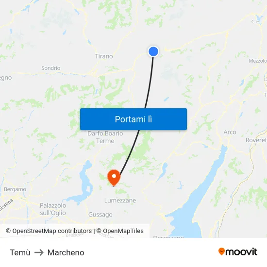 Temù to Marcheno map