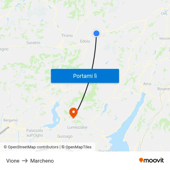 Vione to Marcheno map