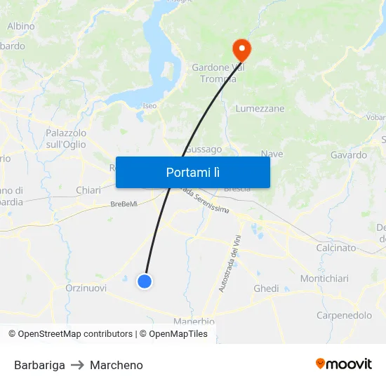 Barbariga to Marcheno map