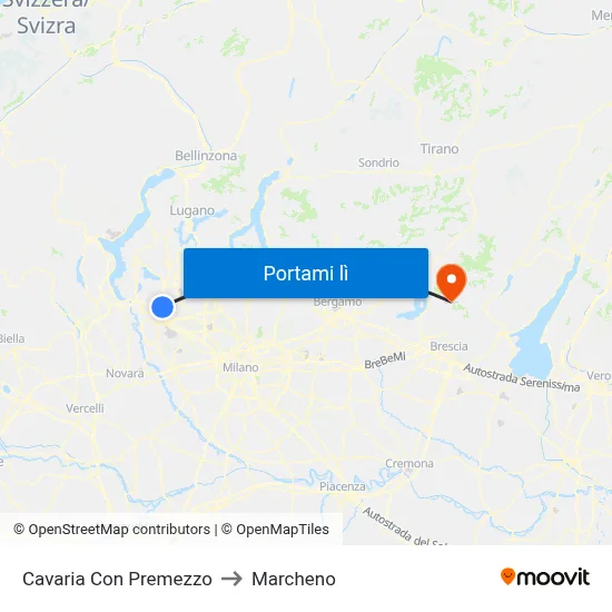 Cavaria Con Premezzo to Marcheno map