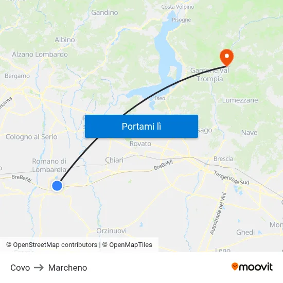 Covo to Marcheno map