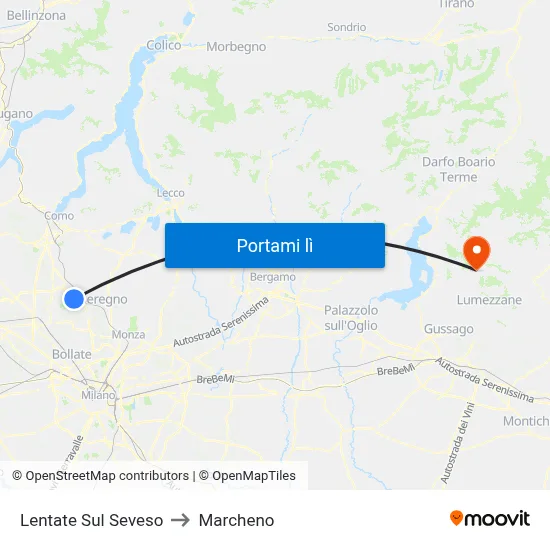 Lentate Sul Seveso to Marcheno map