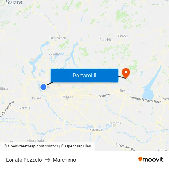 Lonate Pozzolo to Marcheno map