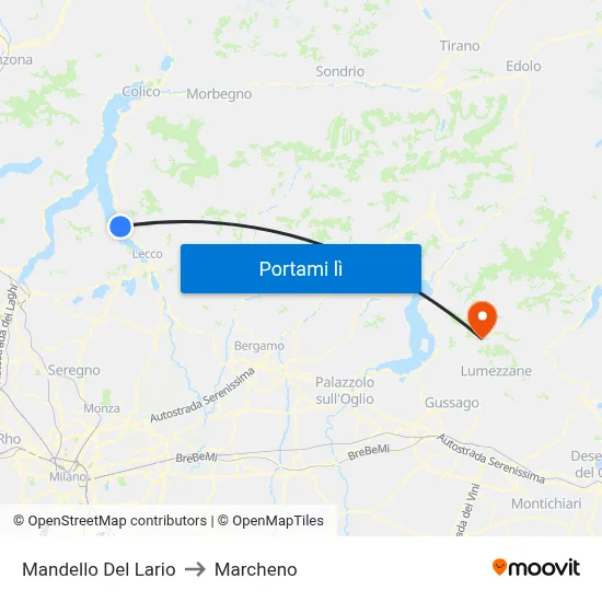 Mandello Del Lario to Marcheno map