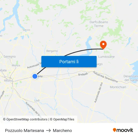 Pozzuolo Martesana to Marcheno map