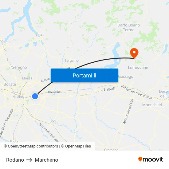 Rodano to Marcheno map
