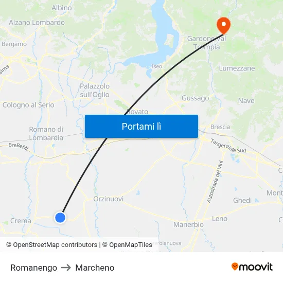 Romanengo to Marcheno map