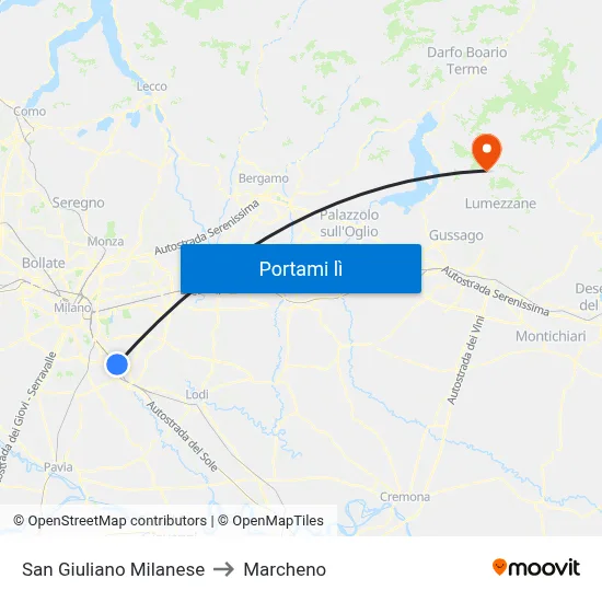 San Giuliano Milanese to Marcheno map