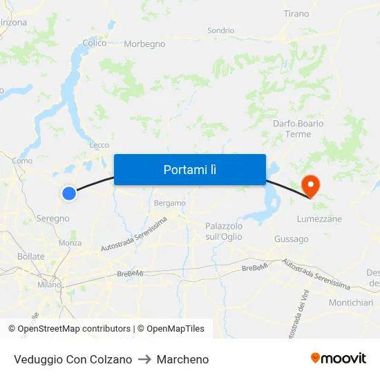 Veduggio Con Colzano to Marcheno map