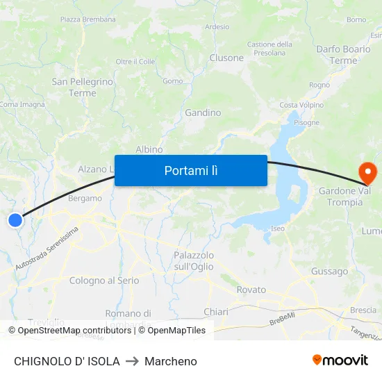 CHIGNOLO D' ISOLA to Marcheno map