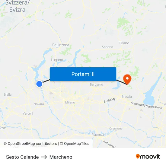 Sesto Calende to Marcheno map
