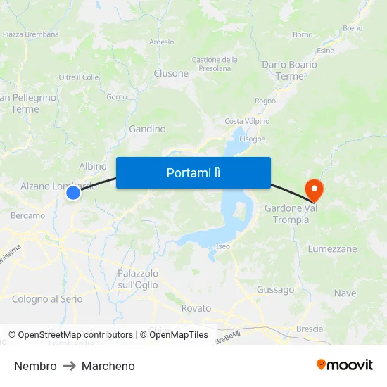 Nembro to Marcheno map