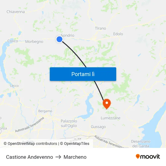 Castione Andevenno to Marcheno map