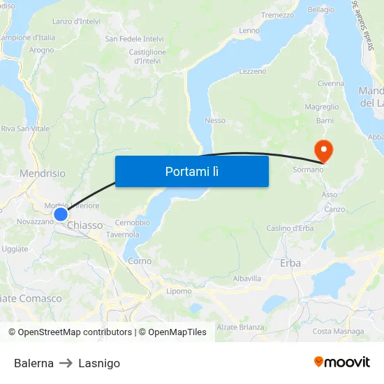 Balerna to Lasnigo map