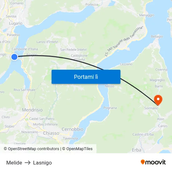 Melide to Lasnigo map