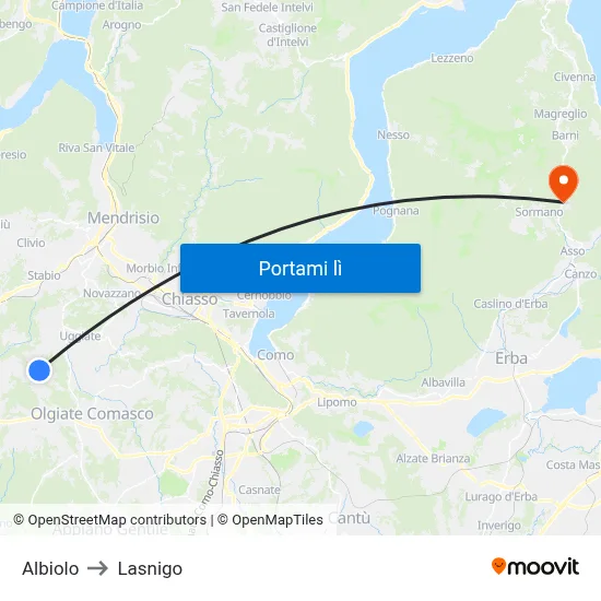 Albiolo to Lasnigo map