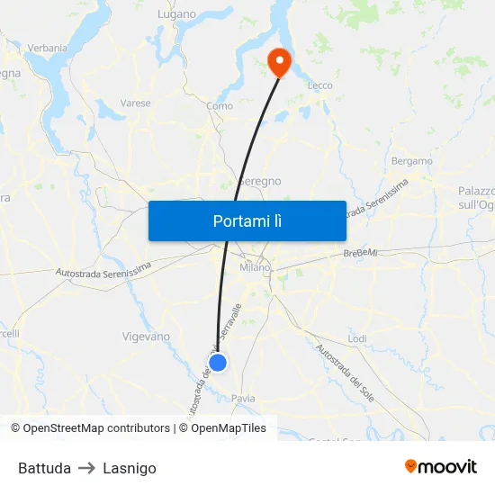 Battuda to Lasnigo map