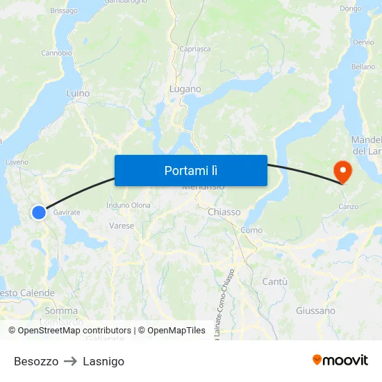 Besozzo to Lasnigo map