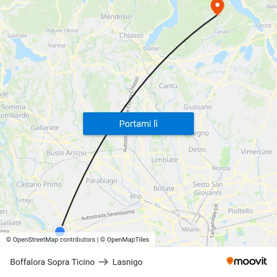 Boffalora Sopra Ticino to Lasnigo map