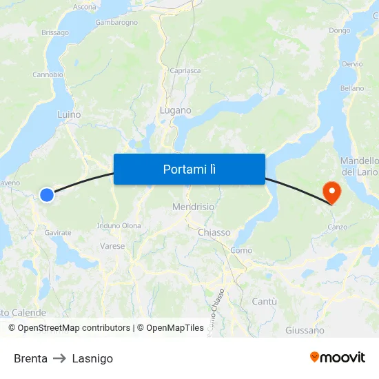 Brenta to Lasnigo map