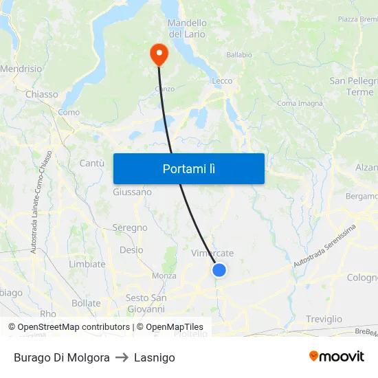 Burago Di Molgora to Lasnigo map