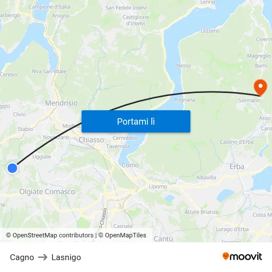 Cagno to Lasnigo map