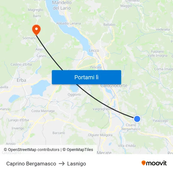 Caprino Bergamasco to Lasnigo map