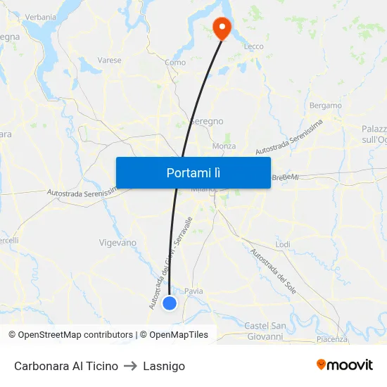 Carbonara Al Ticino to Lasnigo map