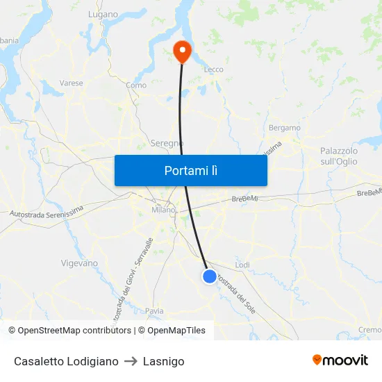 Casaletto Lodigiano to Lasnigo map