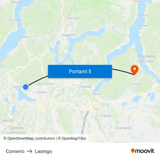 Comerio to Lasnigo map