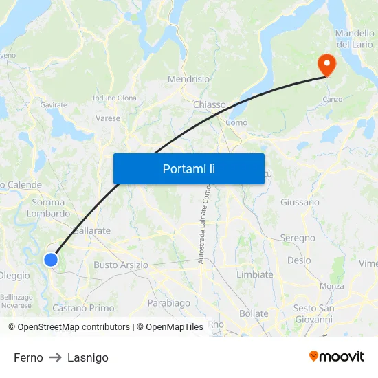 Ferno to Lasnigo map