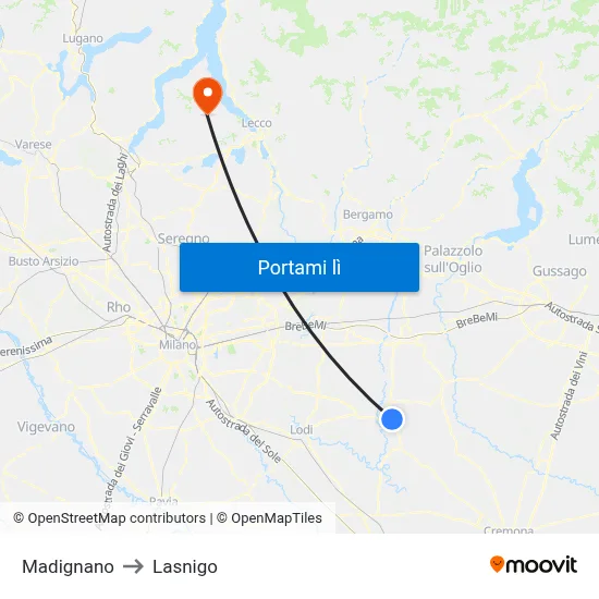 Madignano to Lasnigo map