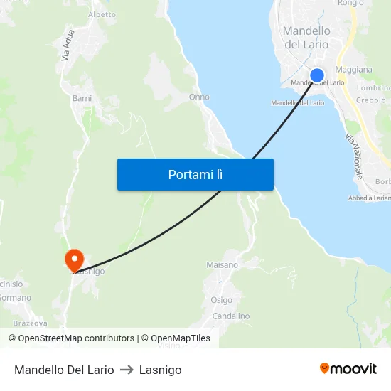 Mandello Del Lario to Lasnigo map