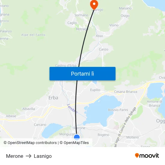 Merone to Lasnigo map