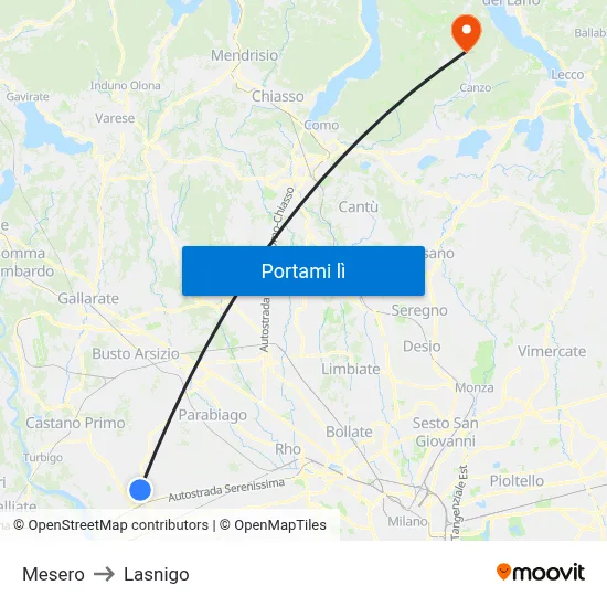 Mesero to Lasnigo map