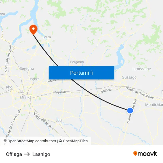 Offlaga to Lasnigo map