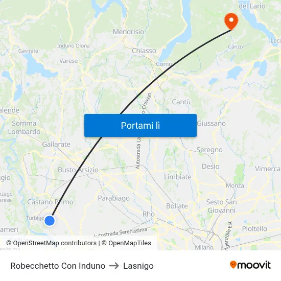 Robecchetto Con Induno to Lasnigo map