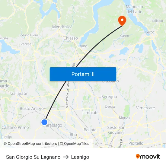 San Giorgio Su Legnano to Lasnigo map